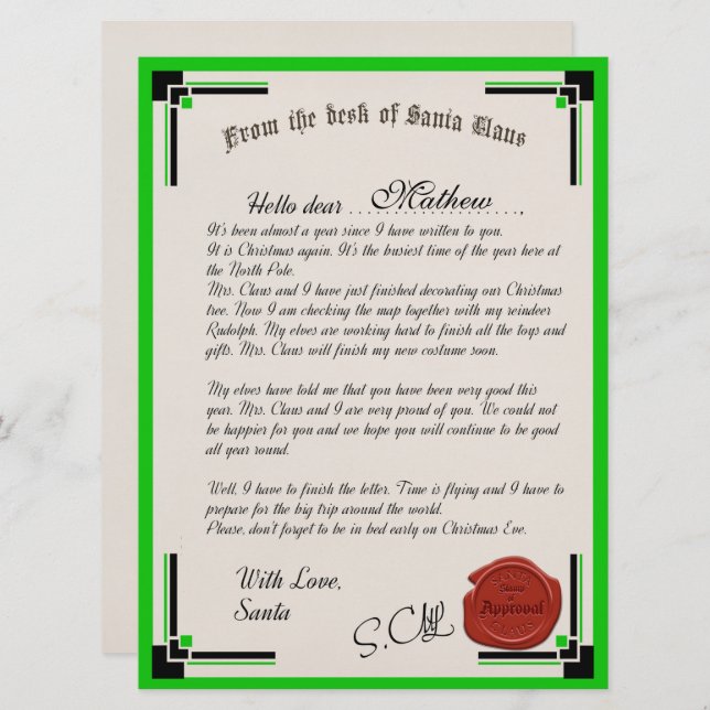 Offizieller Brief der Weihnachtskarte Karte (Vorne/Hinten)