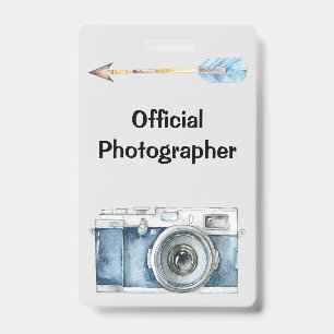 Offizieller Fotograf mit Vintage-Kamera Ausweis
