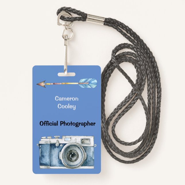 Offizieller Fotograf mit Vintagem Abzeichen Ausweis (Vorderseite mit Schlüsselband)