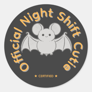 Offizieller Night Shift Cutie Süßer Fledermaus Hal Runder Aufkleber