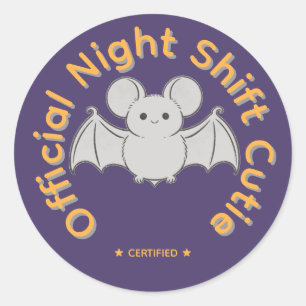 Offizieller Night Shift Cutie Süßer Fledermaus Hal Runder Aufkleber