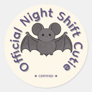 Offizieller Night Shift Cutie Süßer Fledermaus Hal Runder Aufkleber