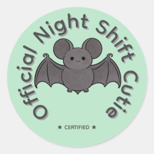 Offizieller Night Shift Cutie Süßer Fledermaus Hal Runder Aufkleber