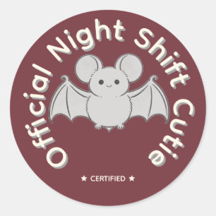 Offizieller Night Shift Cutie Süßer Fledermaus Hal Runder Aufkleber