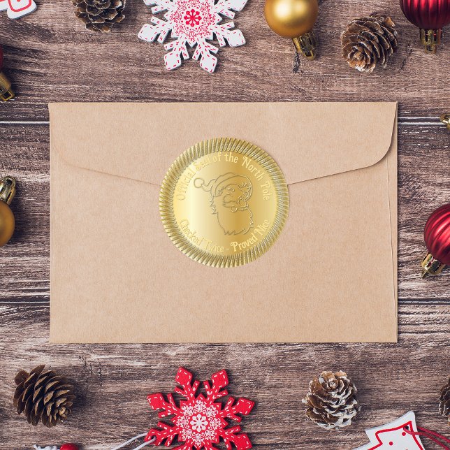 Offizieller Nordpol Santa Siegel Imitate Gold Runder Aufkleber (Von Creator hochgeladen)