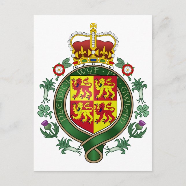 Offizieller Wales-Wappen-Heraldry-Symbol Postkarte (Vorderseite)