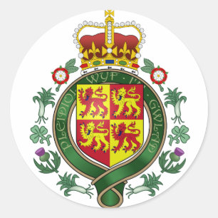 Offizieller Wales-Wappen-Heraldry-Symbol Runder Aufkleber