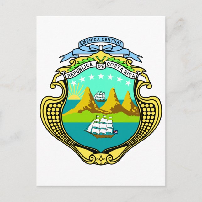 Offizieller Wappenschild aus Costa Rica Postkarte (Vorderseite)