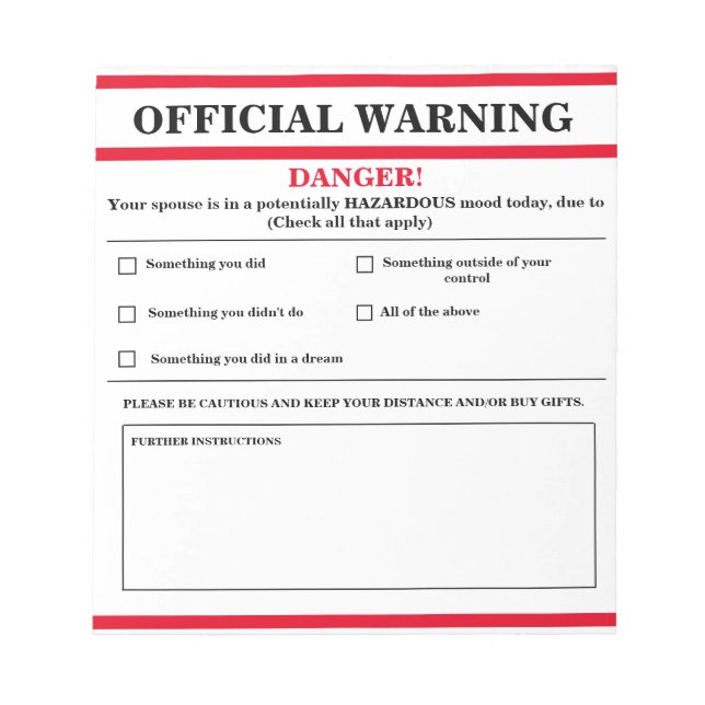 Offizieller WarnNotepad Notizblock (Vorderseite)