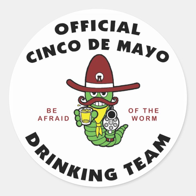 Offizielles Cinco de Mayo Drink Team Runder Aufkleber (Vorderseite)