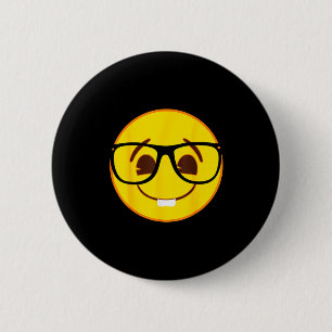 Offizielles Emoji Nerd Gles Gelbes Lächeln Gesicht Button
