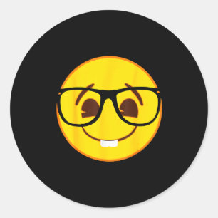 Offizielles Emoji Nerd Gles Gelbes Smiley-Gesicht  Runder Aufkleber