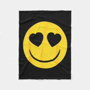 Offizielles Emoji Retro-Herzenaugen Gelbes Smiley- Fleecedecke