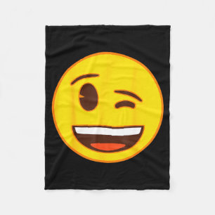 Offizielles Emoji Zwinkerndes Gelbes Smiley-Gesich Fleecedecke