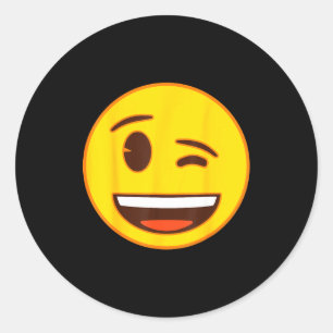 Offizielles Emoji Zwinkerndes Gelbes Smiley-Gesich Runder Aufkleber