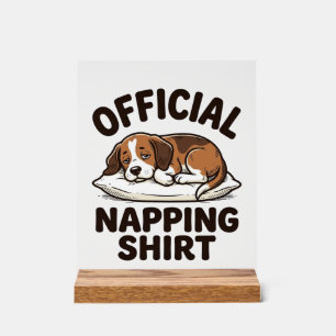 Offizielles Napping-Shirt Sleepy Dog Vintage Desig Acrylschild
