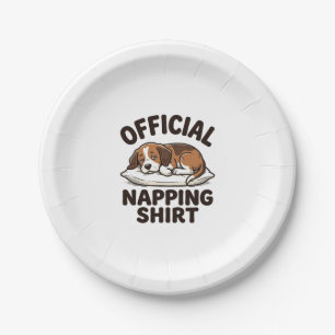Offizielles Napping-Shirt Sleepy Dog Vintage Desig Pappteller