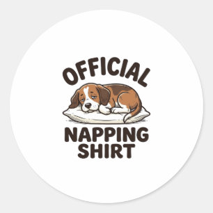 Offizielles Napping-Shirt Sleepy Dog Vintage Desig Runder Aufkleber