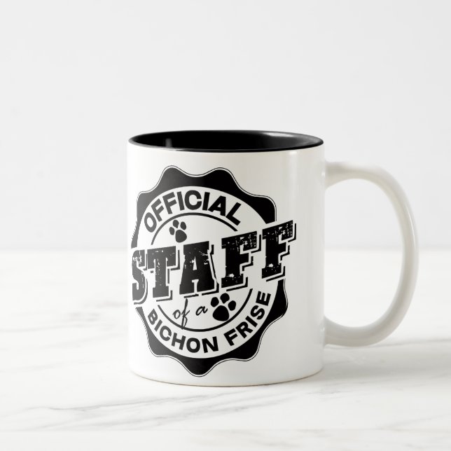 Offizielles Personal von einem Bichon Frise Zweifarbige Tasse (Rechts)
