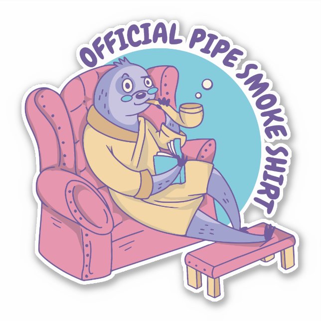 OFFIZIELLES PIPE RAUCHEN SHIRT SLOTH TIERE LESEN AUFKLEBER (Vorderseite)