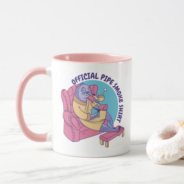OFFIZIELLES PIPE RAUCHEN SHIRT SLOTH TIERE LESEN TASSE (Mit Donut)