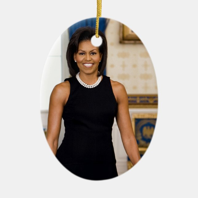 Offizielles Portrait von First Lady Michelle Obama Keramik Ornament (Vorne)