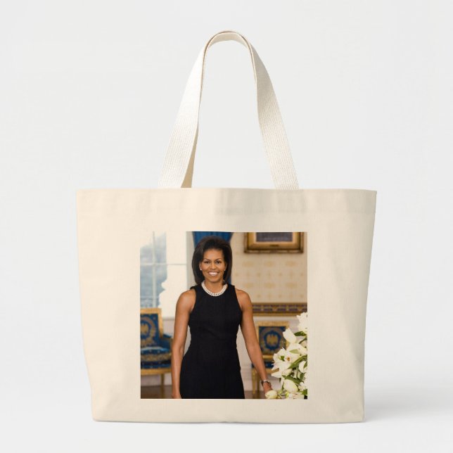 Offizielles Porträt erster Dame Michelle Obama Jumbo Stoffbeutel (Vorne)