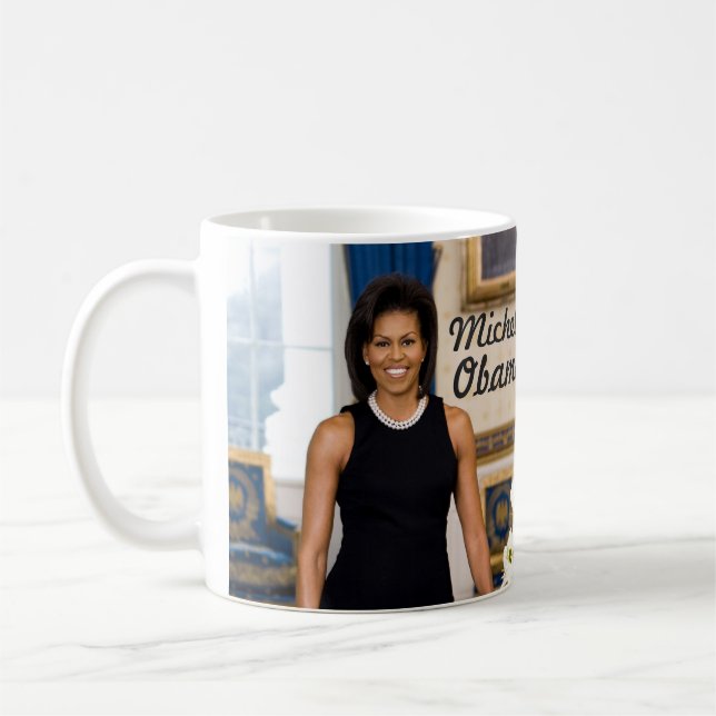 Offizielles Porträt erster Dame Michelle Obama Mug Kaffeetasse (Links)