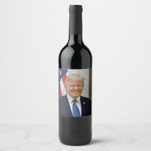 Offizielles Porträt von Donald Trump als Präsident Weinetikett