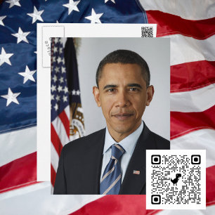 Offizielles Porträt von Präsident Barack Obama wäh Postkarte