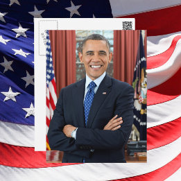 Offizielles Porträt von Präsident Barack Obama zur Postkarte