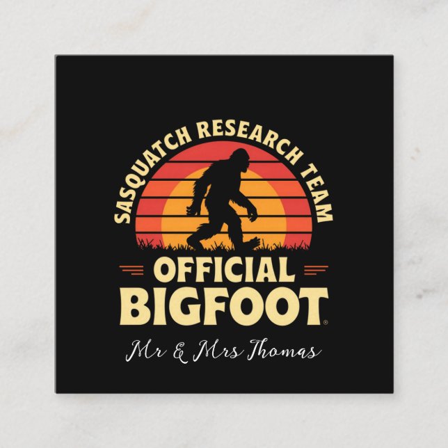 Offizielles Sasquatch Research Team: Bigfoot Jäger Quadratische Visitenkarte (Vorderseite)