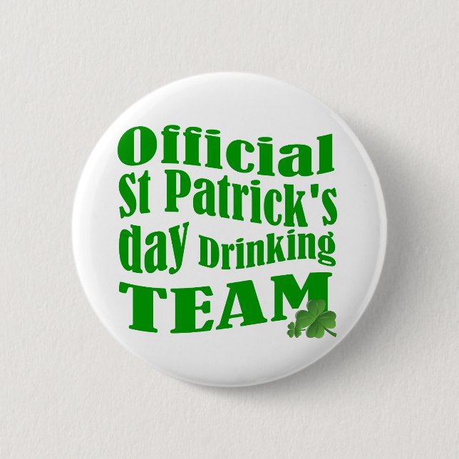Offizielles St. Patrick's Day-Trinkteam Button (Vorderseite)
