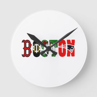 Offizielles T-Shirt der Sportteams aus Boston Runde Wanduhr