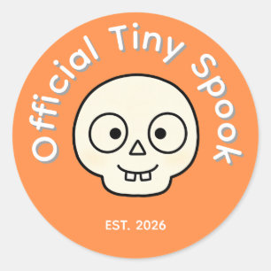 Offizielles Tiny Spook Skelett Halloween Partygesc Runder Aufkleber