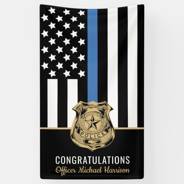 Offizier des Abschlusses der Polizeiakademie, Blau Banner (Vertikal)