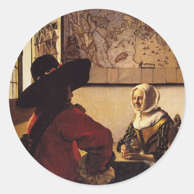 Offizier und Laughing Girl Runder Aufkleber (Vorderseite)