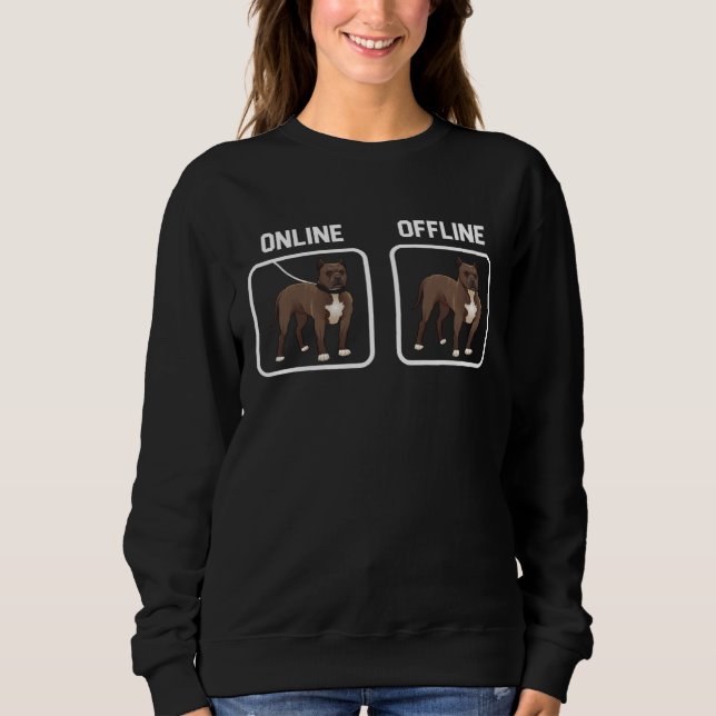 Offline Pitbull Dog Breed Dog Owner Internet Compu Sweatshirt (Vorderseite)
