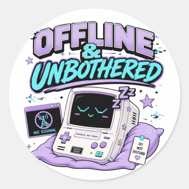 Offline und ungestört Retro Aufkleber (Vorderseite)