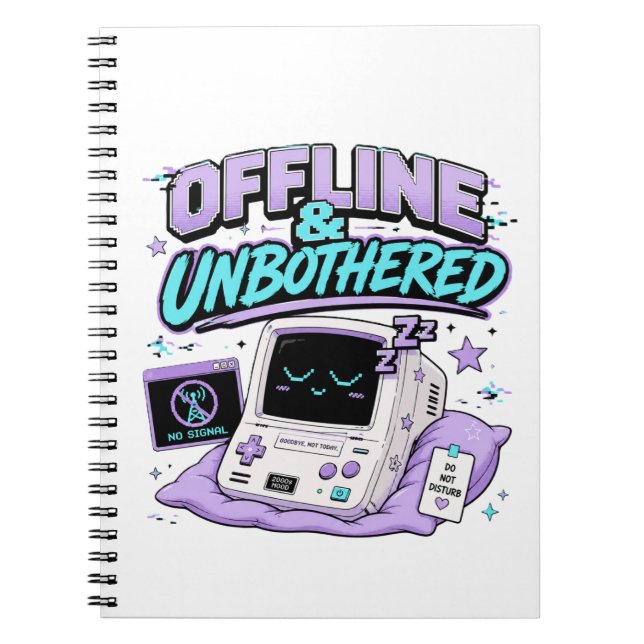 Offline und ungestört Retro Aufkleber Notizblock (Vorderseite)