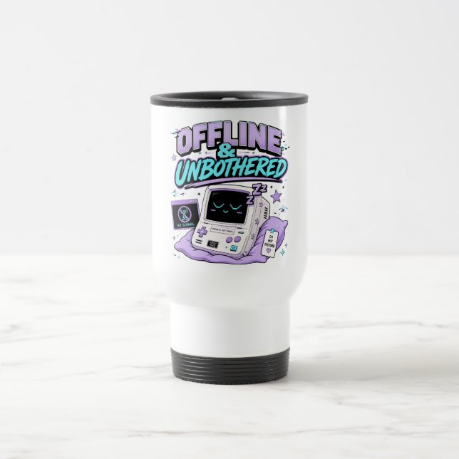 Offline und ungestört Retro Sticker Reisebecher (Mittel)