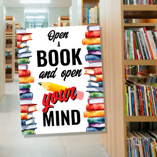 Öffne ein Buch und öffne deinen Geist Schulbibliot Poster