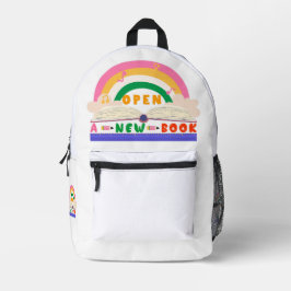 Öffnen eines neuen Buches Bedruckter Rucksack