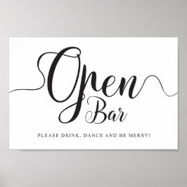 Öffnen Sie Bar Sign. Kostenlose Getränke Hochzeits Poster