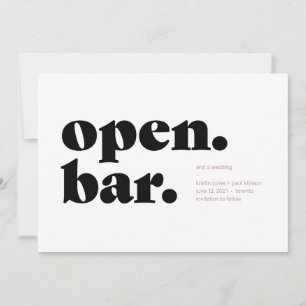 Öffnen Sie die Bar typografische Save the Date-Kar Feiertagskarte