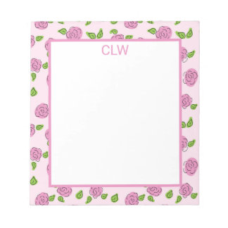 Öffnen Sie die Blume Pink auf dem hellrosa Notepad Notizblock