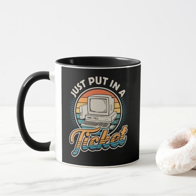 Öffnen Sie einfach ein Ticket Help Desk Technische Tasse (Mit Donut)