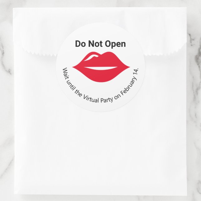 Öffnen Sie nicht, bis Valentine von Virtual Party Runder Aufkleber (Tasche)