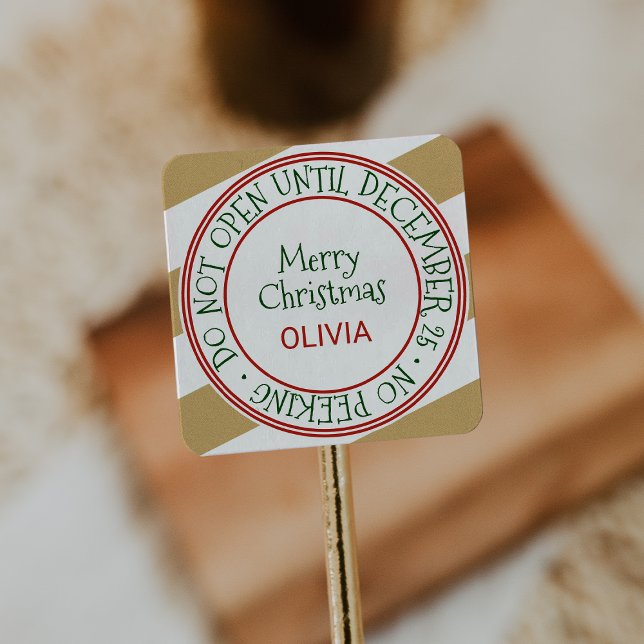Öffnen Sie nicht bis zum 25. Dezember Weihnachtsge Quadratischer Aufkleber (Von Creator hochgeladen)