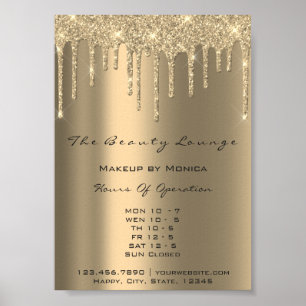 Öffnungszeiten Makeup Gold Drips Funkelnde Preise Poster